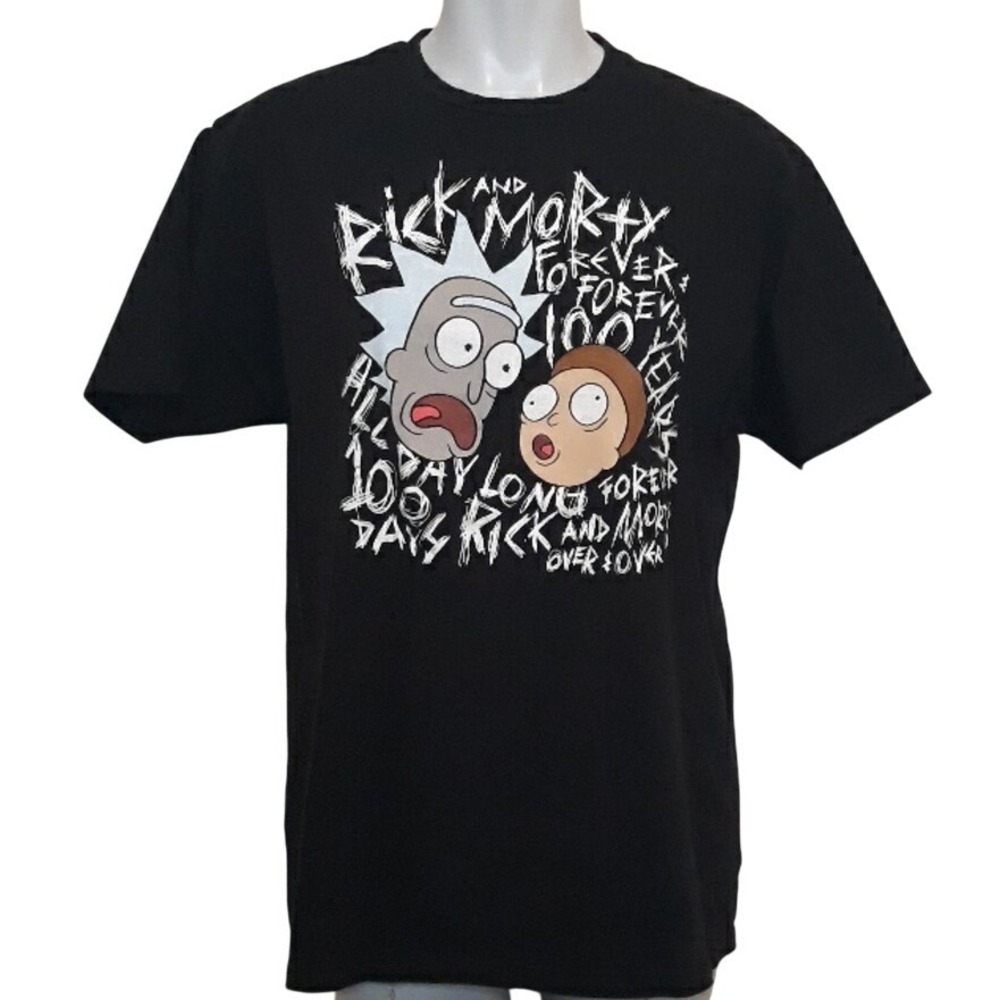 Rick and Morty Forever 100‎ Years Black Graphic T-Shirt Mens XL Ripple Junction